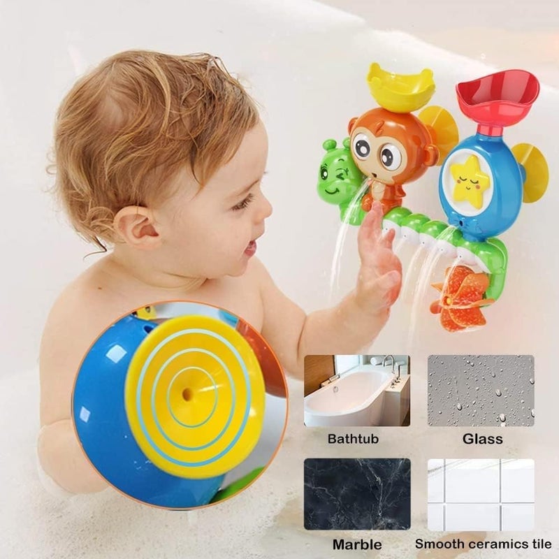 ST ZONE Baby Bath Toy for Toddlers 2-5 Years, Jungle Theme, Plastic Material, Spinning Gear & Googly Eyes, Bath Tub Toys for Kids - Image 3